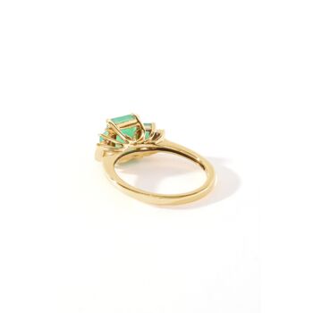 Yellow Gold Octagon Emerald And Diamond Trilogy Ring, 5 of 6