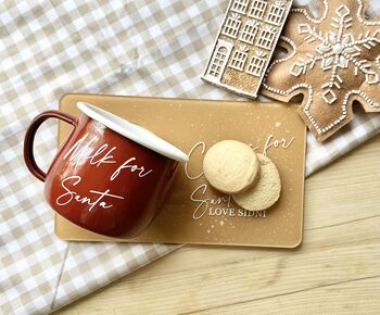 Personalised Santa Board Christmas Eve Plate And Cup, 2 of 3