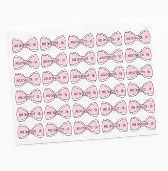 Personalised Pink Bow Iron On Clothing Name Labels, 2 of 2
