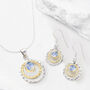 Infinity Universe Moonstone Silver Necklace Earring Set, thumbnail 1 of 10