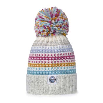 Candy Stripe Nordic Knit Reflective Super Bobble Hat, 2 of 3