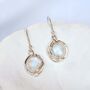 Handmade Silver Fiery Moonstone Drop Earrings, thumbnail 5 of 8