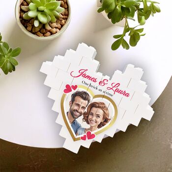 Personalised Heart Shaped Lego Style Photo Puzzle Block, 4 of 4