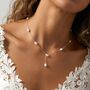 Women’s Dainty Lariat Bridal Drop Necklace With Pearls In Sterling Silver, thumbnail 1 of 4