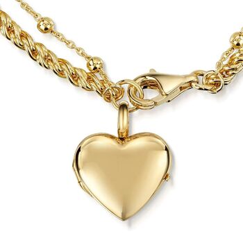 18 K Gold Plated Rope Chain Heart Locket Bracelet, 5 of 5