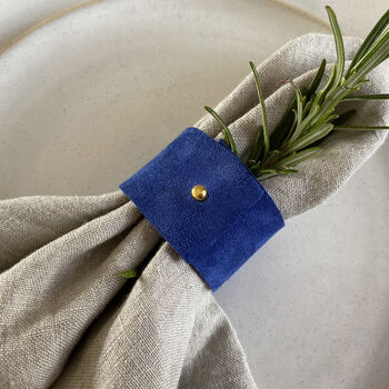 Colourful Suede Napkin Ring Set Of Six, 3 of 10
