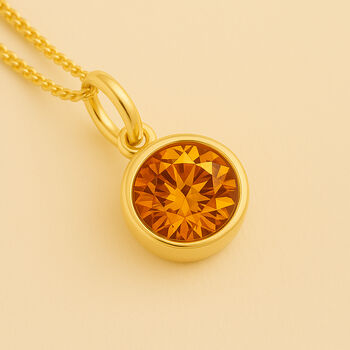 Personalised Gold Plated Sterling Silver November Citrine Birthstone Necklace, 5 of 11