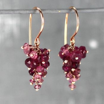 Pink Tourmaline And Rose Gold Vermeil Grape Earrings, 2 of 4