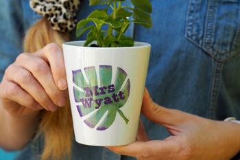 Monstera Leaf Personalised Teacher Plant Pot, 3 of 3