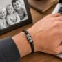 Personalised Men's Leather Bracelet – Custom Engraved Name Ring Bracelet Gift For Dad, thumbnail 1 of 12