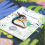 Inky Penguin Eco Wooden Pin Brooch, thumbnail 5 of 6