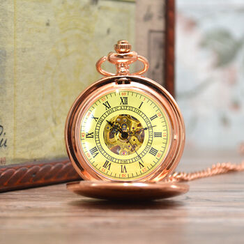 Roman Rose Gold Personalised Pocket Watch Gift, 2 of 3