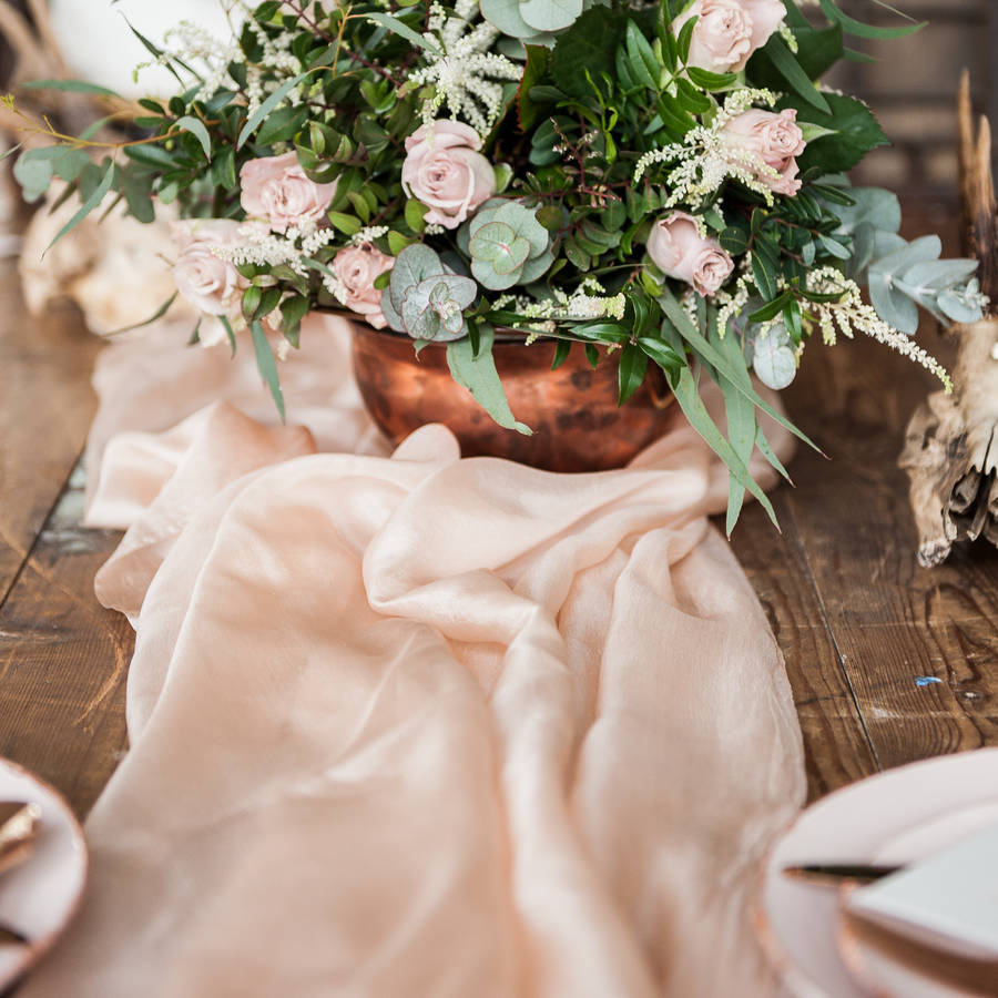 hand dyed pure silk table runner by pompom blossom