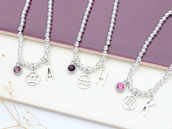 Zodiac Star Sign Personalised Silver Bead Bracelet, 7 of 11