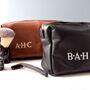 Personalised Leather Effect Men's Wash Bag, thumbnail 4 of 9
