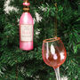 G Decor Rosé Wine Bottle And Glass Christmas Baubles, thumbnail 2 of 6