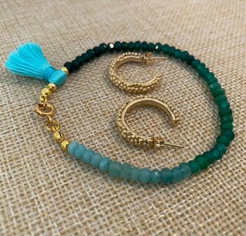 Ombre Om Beads Agate Tassel Bracelet, 2 of 9