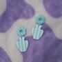 Stripy Flower In Vase Polymer Clay Dangle Earrings, thumbnail 2 of 2