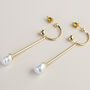 Hoop Effect Pearl Bar Drop Earrings, thumbnail 3 of 3