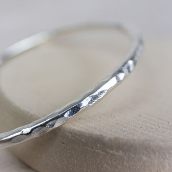 Sterling Silver Thick Hammered Bangle, 2 of 5