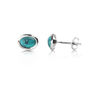 Oval Turquoise Studs In Sterling Silver, thumbnail 1 of 3