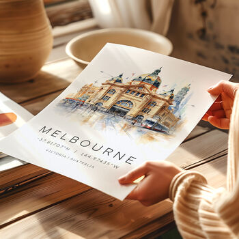 Melbourne Australia City Landmark Travel Poster, 3 of 7