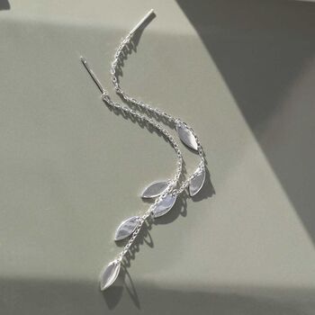 Sterling Silver Petal Threader Earrings, 5 of 6
