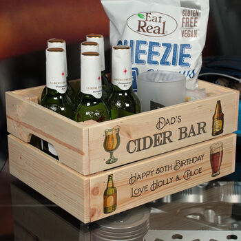 Personalised Cider Bar Treat Hamper Gift Crate, 3 of 5