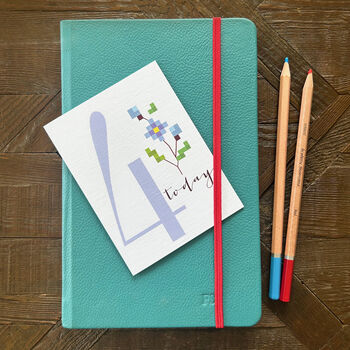 Mini Cross Stitch 4th Birthday Card, 5 of 5