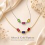 Personalised Baguette Cut Shaped Family Birthstones Necklace, thumbnail 6 of 10