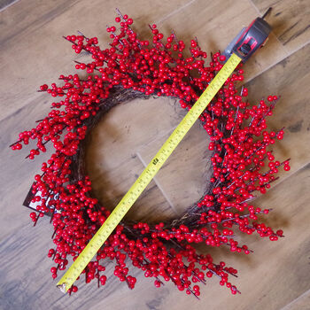 60cm Artificial Christmas Red Berry Floristry Wreath, 6 of 6