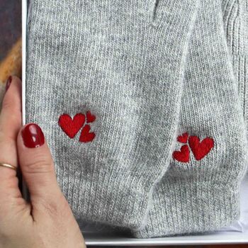 Personalised Hearts Cashmere Wool Warm Winter Gloves, 9 of 10