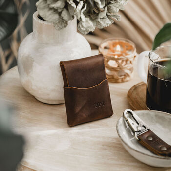 Brown Personalised Interlocked Leather Wallet, 4 of 7