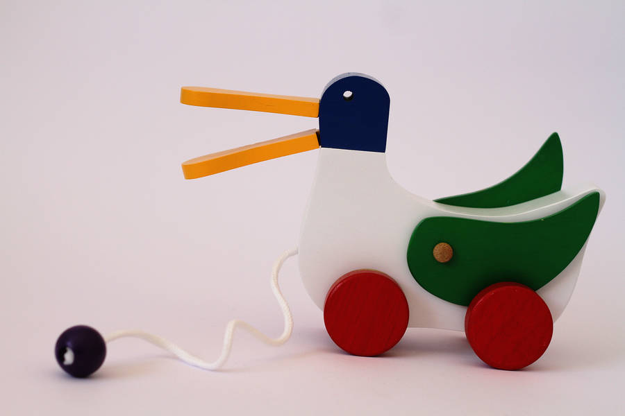 pull along duck wooden toy by loula and deer