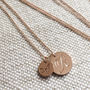Double Solid Gold Coin Initial Necklace, thumbnail 2 of 7