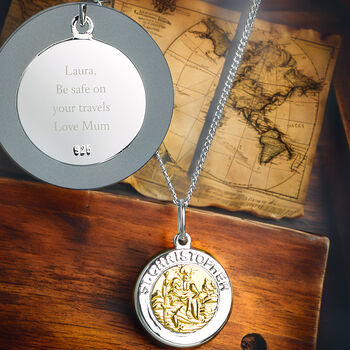 Personalised Silver And Gold St. Christopher Necklace, 4 of 7