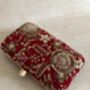 Red Handcrafted Velvet Clutch Bag, thumbnail 7 of 8