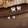 Sterling Silver Cute Axolotl Stud Earrings, thumbnail 6 of 12