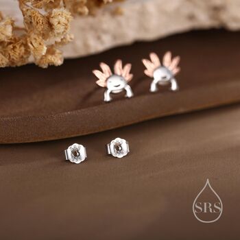 Sterling Silver Cute Axolotl Stud Earrings, 6 of 12