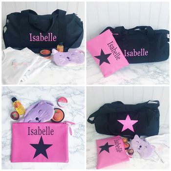 Girls Personalised Star Design Sleepover Bag, 2 of 9