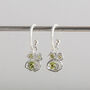 Peridot Recycled Silver Hoop Earrings August Birthday, thumbnail 1 of 5