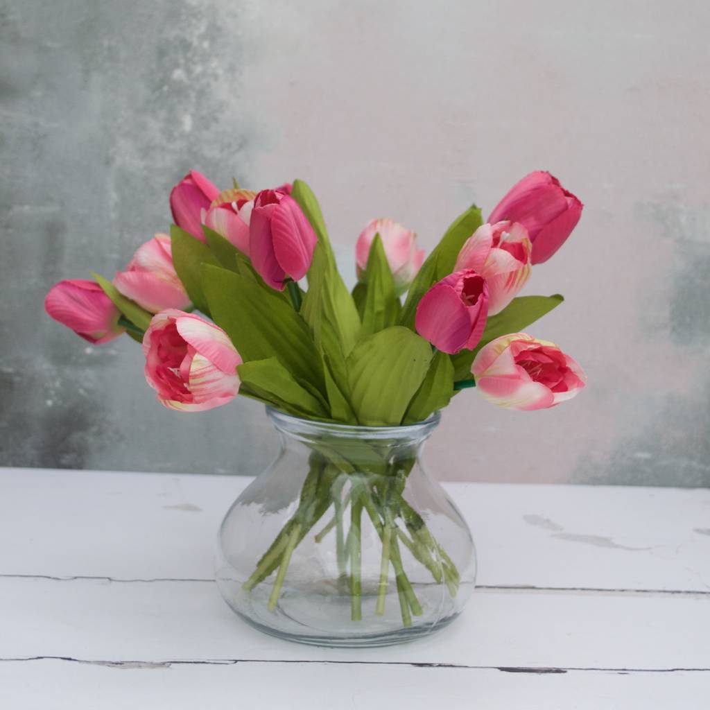 everlasting mixed pink tulip bouquet in vase by abigail bryans designs