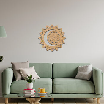 Sun Moon Mandala Wooden Wall Decor Harmony Art, 6 of 9