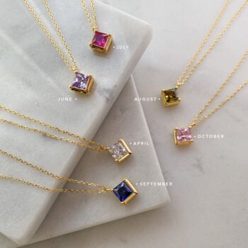 Yellow Gold Pendant Birthstone Necklace November Topaz, 3 of 6