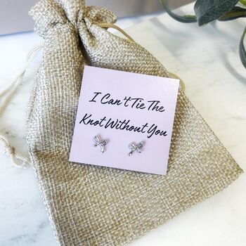 Bow Earring Proposal Bridesmaid Flower Girl Gift Wedding, 2 of 2