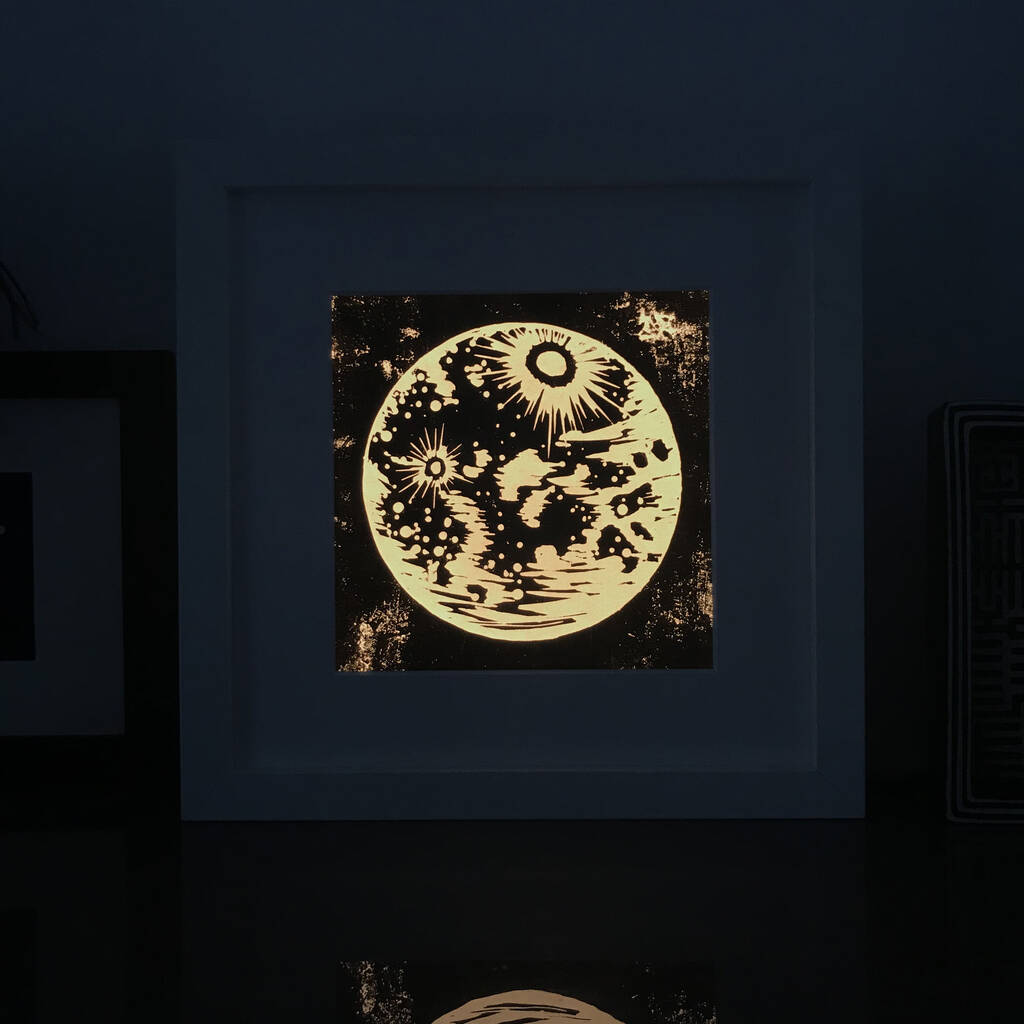 Moon Woodblock Print Light Box By Simoons Studio | notonthehighstreet.com