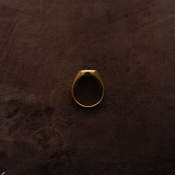 Gold Space Signet Ring Large Stone, Modern Style, Personalised, 6 of 9