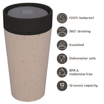 Leak Proof Reusable Cup 12oz Cream And Cosmic Black, 2 of 6