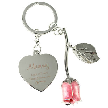 Personalised Pink Rose Keyring, 5 of 5