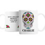 Personalised Halloween Sugar Skull Mug, thumbnail 5 of 6